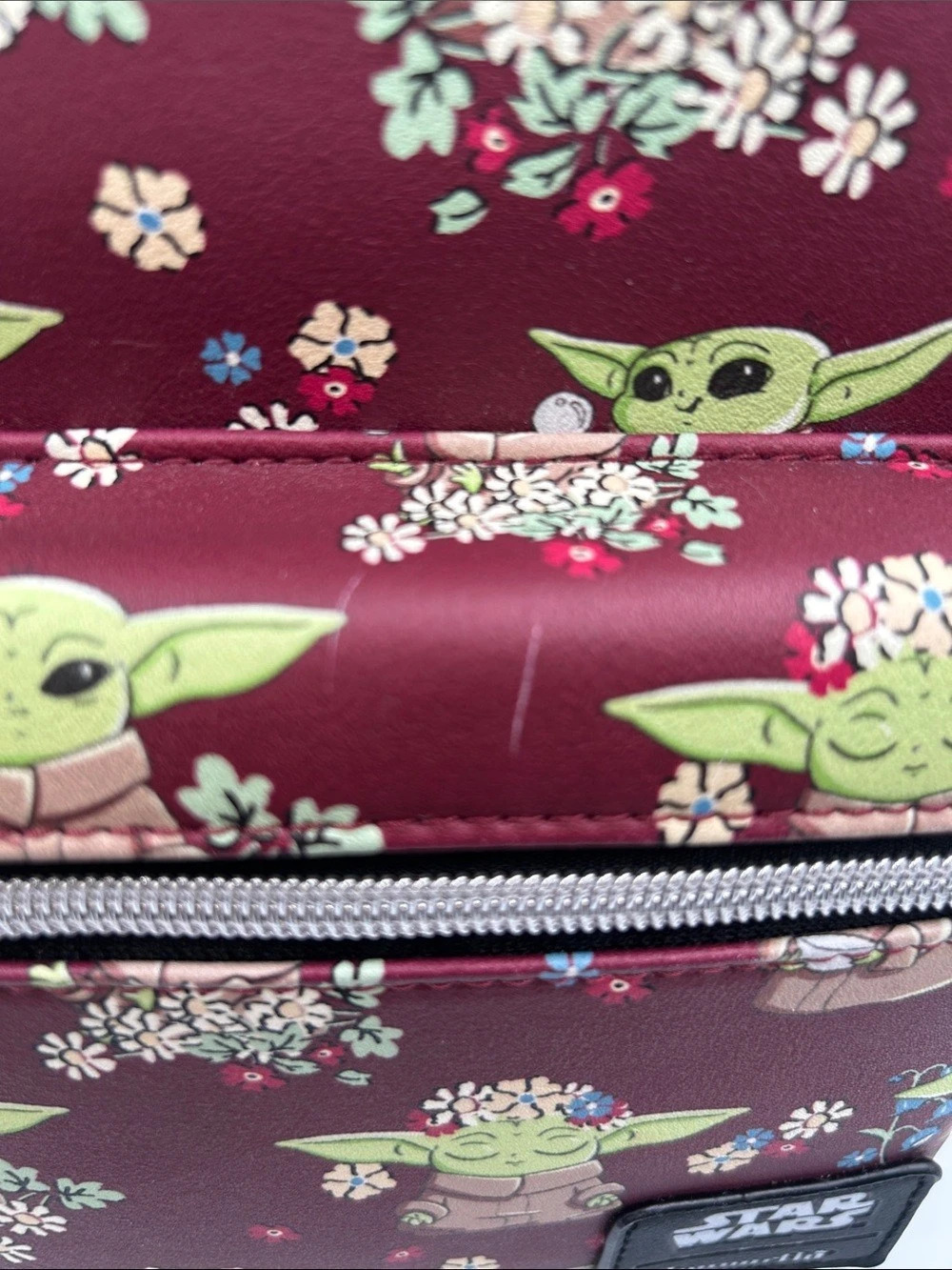 Star Wars The Child / Grogu floral backpack Floral Backpack Burgundy NWT - Picture 5 of 5